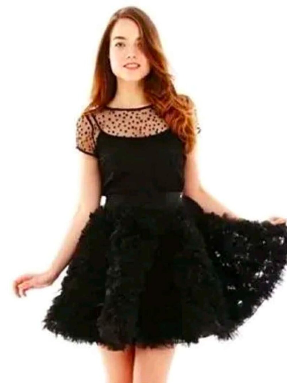 Pearl by Georgina Chapman Marchesa Black Ruffle Dress Size 6 NWT